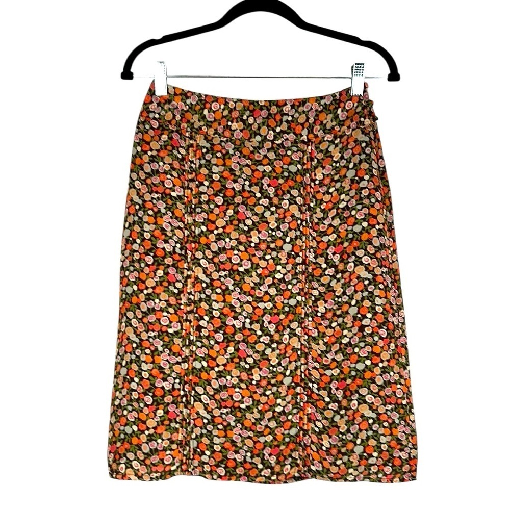GAP Brown & Orange Cottagecore Floral Business Career Straight Skirt Size 0‎